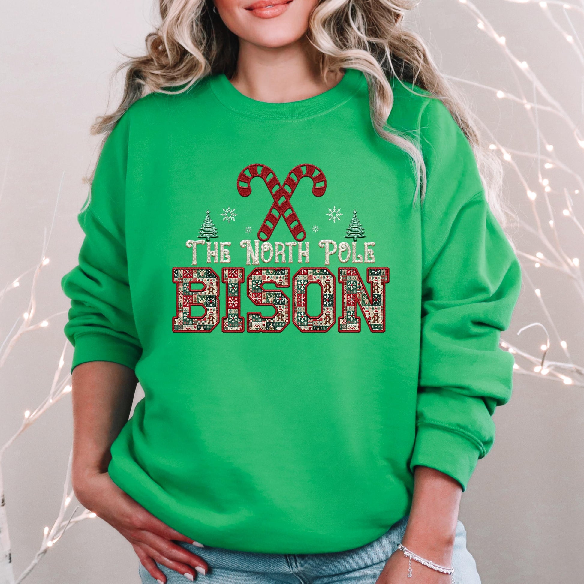 Bison Christmas themed Mascot PNG Christmas School Spirit, Holiday Mascot, Game day Christmas Festive, Faux Embroidery Digital Download