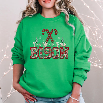 Bison Christmas themed Mascot PNG Christmas School Spirit, Holiday Mascot, Game day Christmas Festive, Faux Embroidery Digital Download