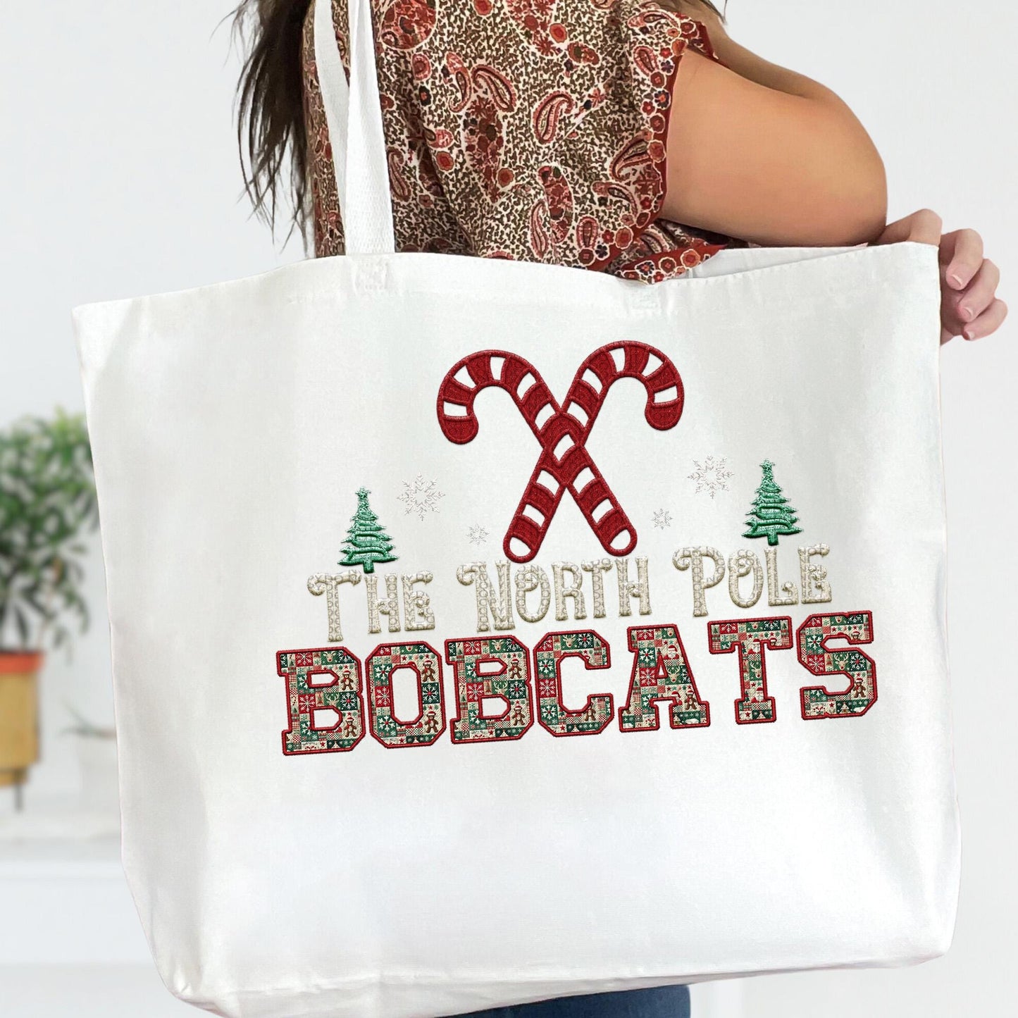 Bobcats Christmas themed Mascot PNG Christmas School Spirit, Holiday Mascot, Game day Christmas Festive Faux Embroidery Digital Download