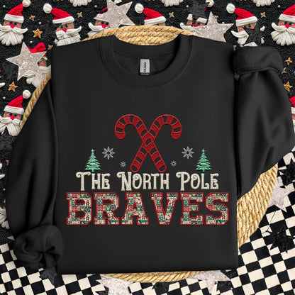 Braves Christmas themed Mascot PNG Christmas School Spirit, Holiday Mascot, Game day Christmas Festive Faux Embroidery Digital Download