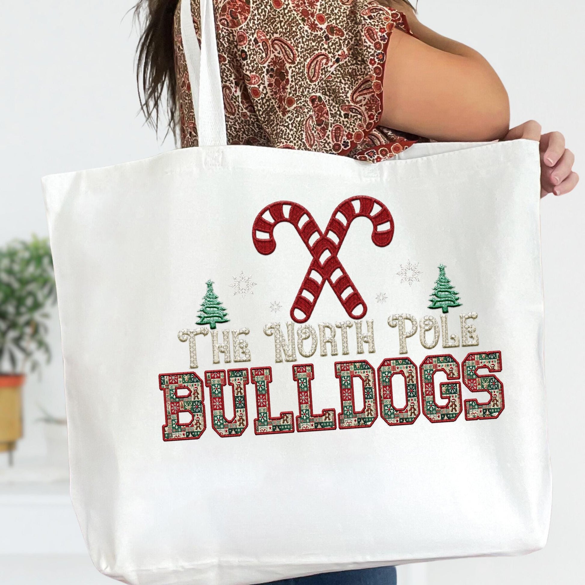 Bulldogs Christmas themed Mascot PNG Christmas School Spirit, Holiday Mascot, Game day Christmas Festive Faux Embroidery Digital Download