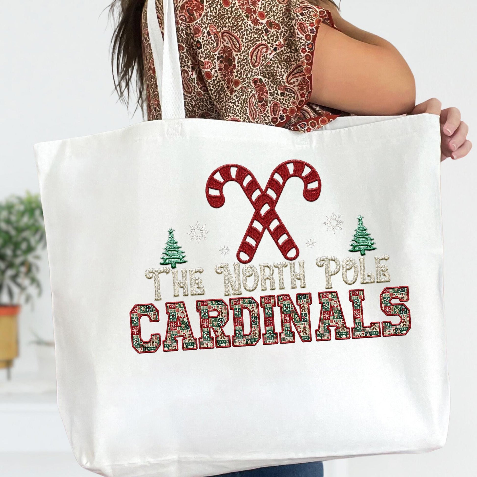 Cardinals Christmas themed Mascot PNG Christmas School Spirit, Holiday Mascot, Game day Christmas Festive Faux Embroidery Digital Download