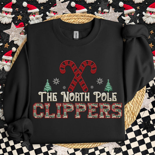 Clippers Christmas themed Mascot PNG Christmas School Spirit, Holiday Mascot, Game day Christmas Festive Faux Embroidery Digital Download