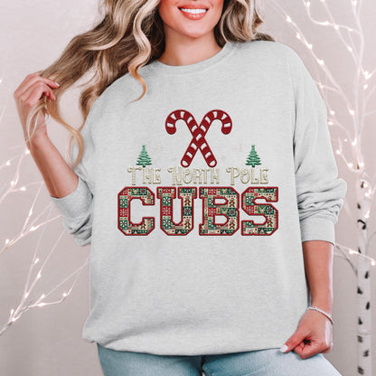 Cubs Christmas themed Mascot PNG Christmas School Spirit, Holiday Mascot, Game day Christmas Festive Faux Embroidery Digital Download