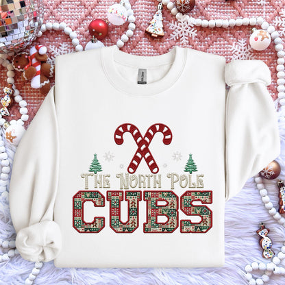 Cubs Christmas themed Mascot PNG Christmas School Spirit, Holiday Mascot, Game day Christmas Festive Faux Embroidery Digital Download