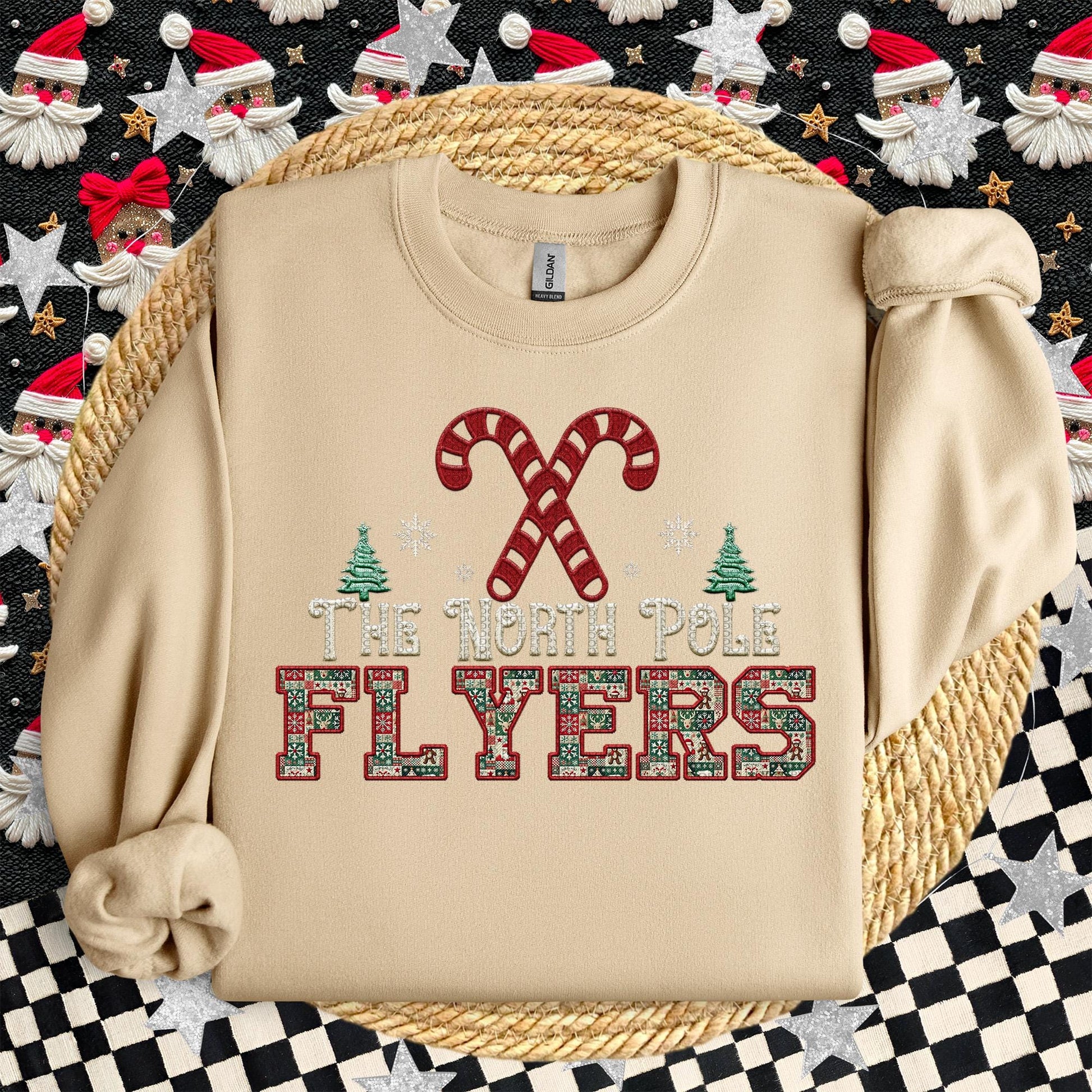Flyers Christmas themed Mascot PNG Christmas School Spirit, Holiday Mascot, Game day Christmas Festive Faux Embroidery Digital Download