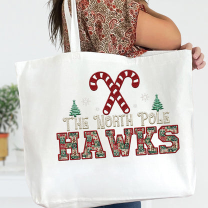 Hawks Christmas themed Mascot PNG Christmas School Spirit, Holiday Mascot, Game day Christmas Festive Faux Embroidery Digital Download