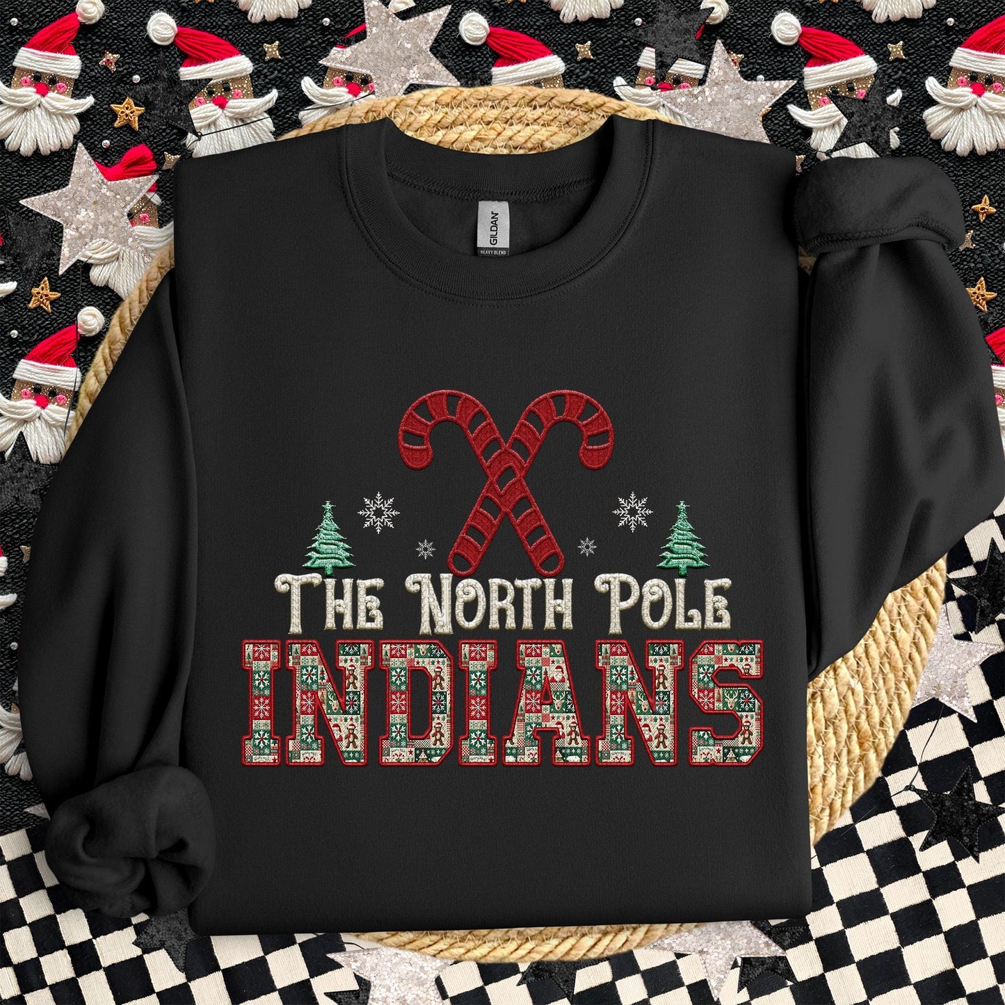 Indians Christmas themed Mascot PNG Christmas School Spirit, Holiday Mascot, Game day Christmas Festive Faux Embroidery Digital Download