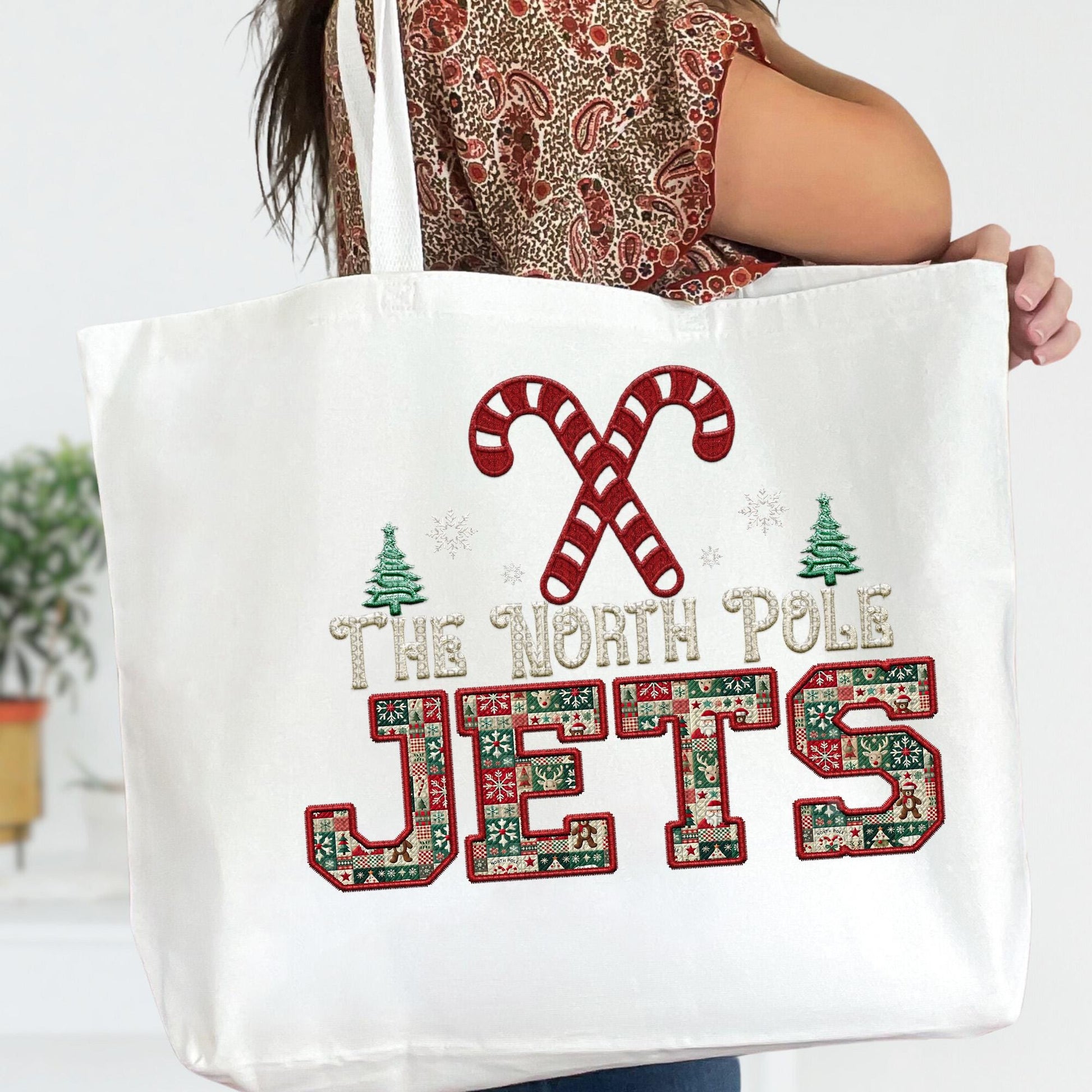 Jets Christmas themed Mascot PNG Christmas School Spirit, Holiday Mascot, Game day Christmas Festive Faux Embroidery Digital Download