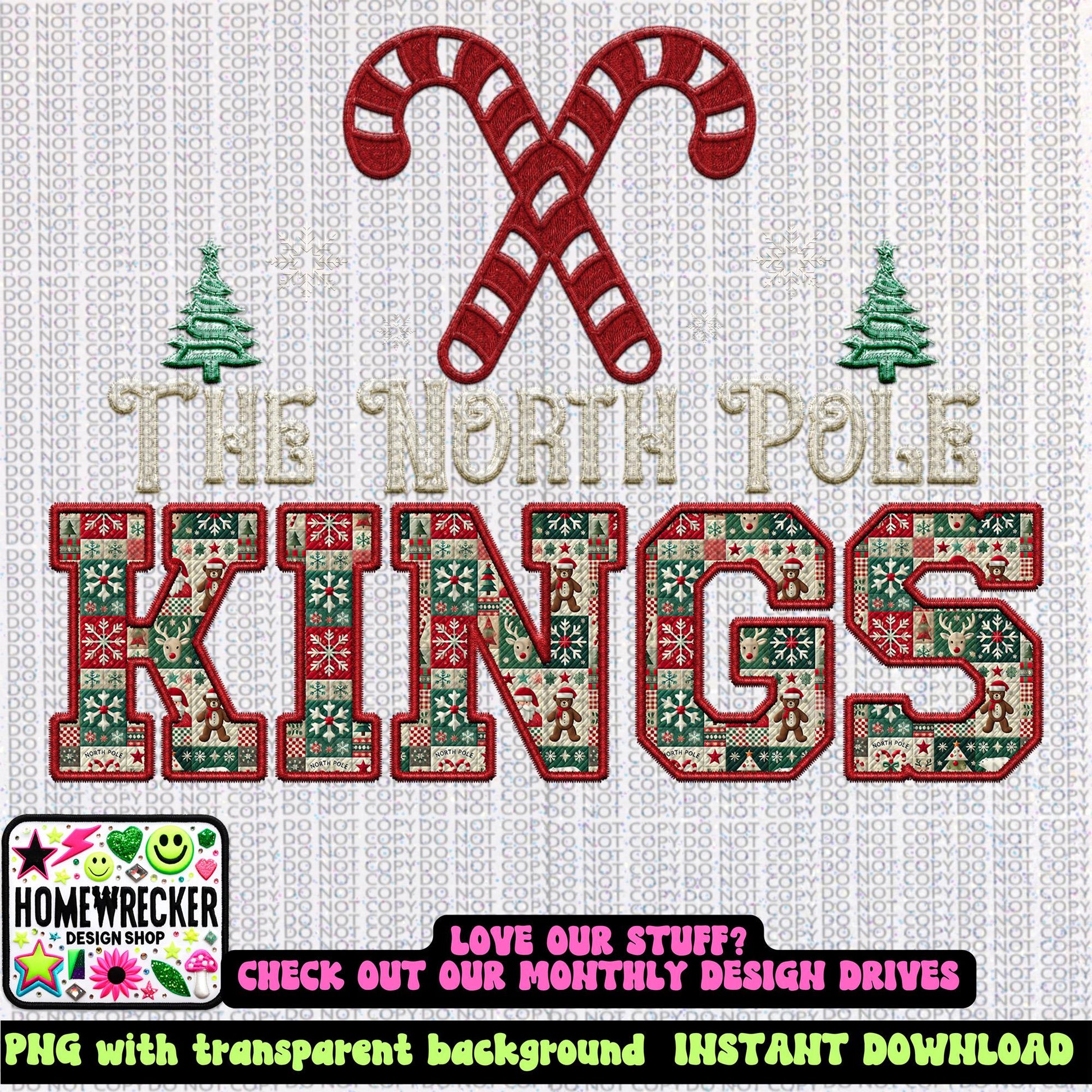 Kings Christmas themed Mascot PNG Christmas School Spirit, Holiday Mascot, Game day Christmas Festive Faux Embroidery Digital Download