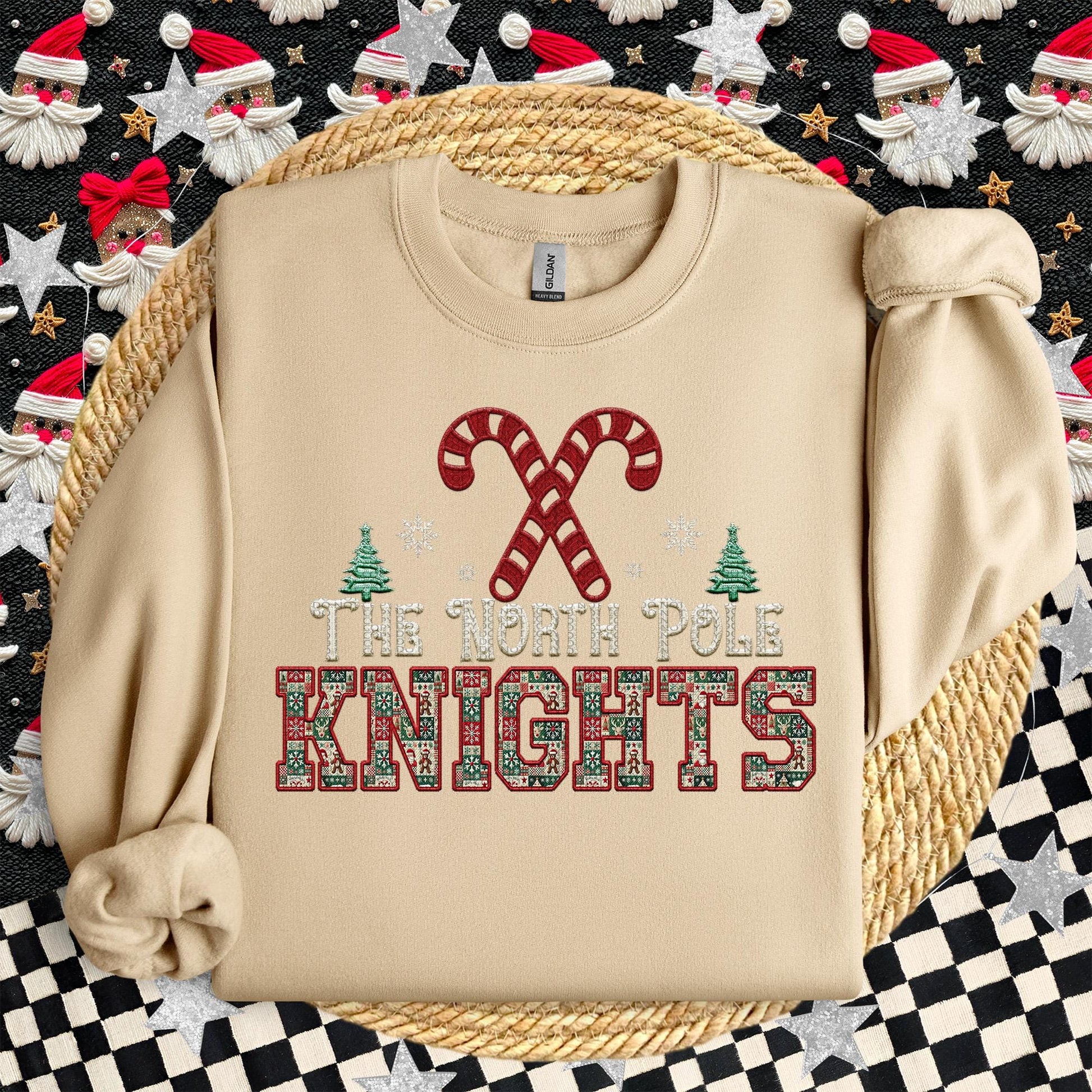 Knights Christmas themed Mascot PNG Christmas School Spirit, Holiday Mascot, Game day Christmas Festive Faux Embroidery Digital Download