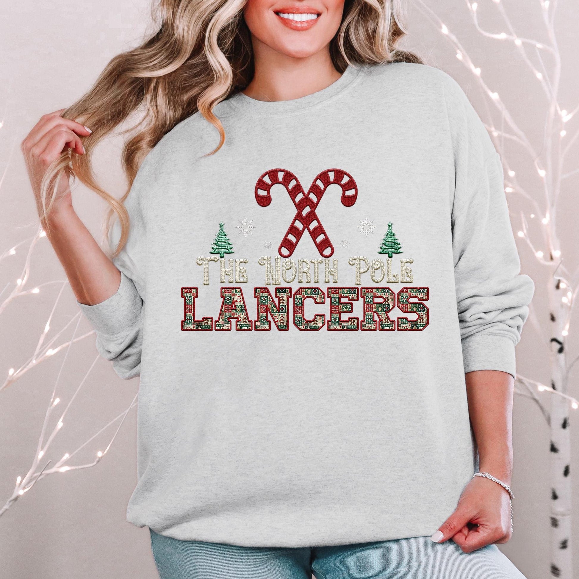 Lancers Christmas themed Mascot PNG Christmas School Spirit, Holiday Mascot, Game day Christmas Festive Faux Embroidery Digital Download