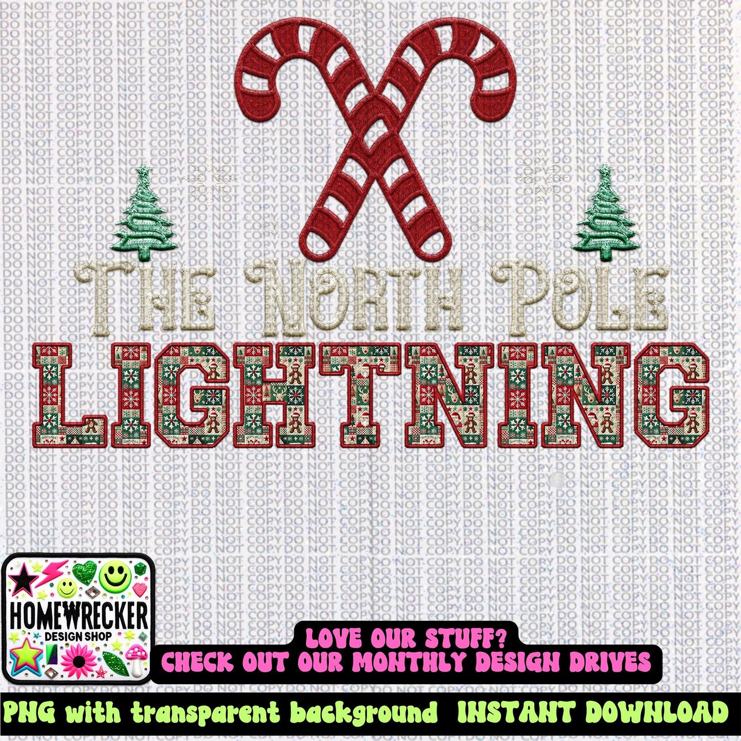 Lightning Christmas themed Mascot PNG Christmas School Spirit, Holiday Mascot, Game day Christmas Festive Faux Embroidery Digital Download