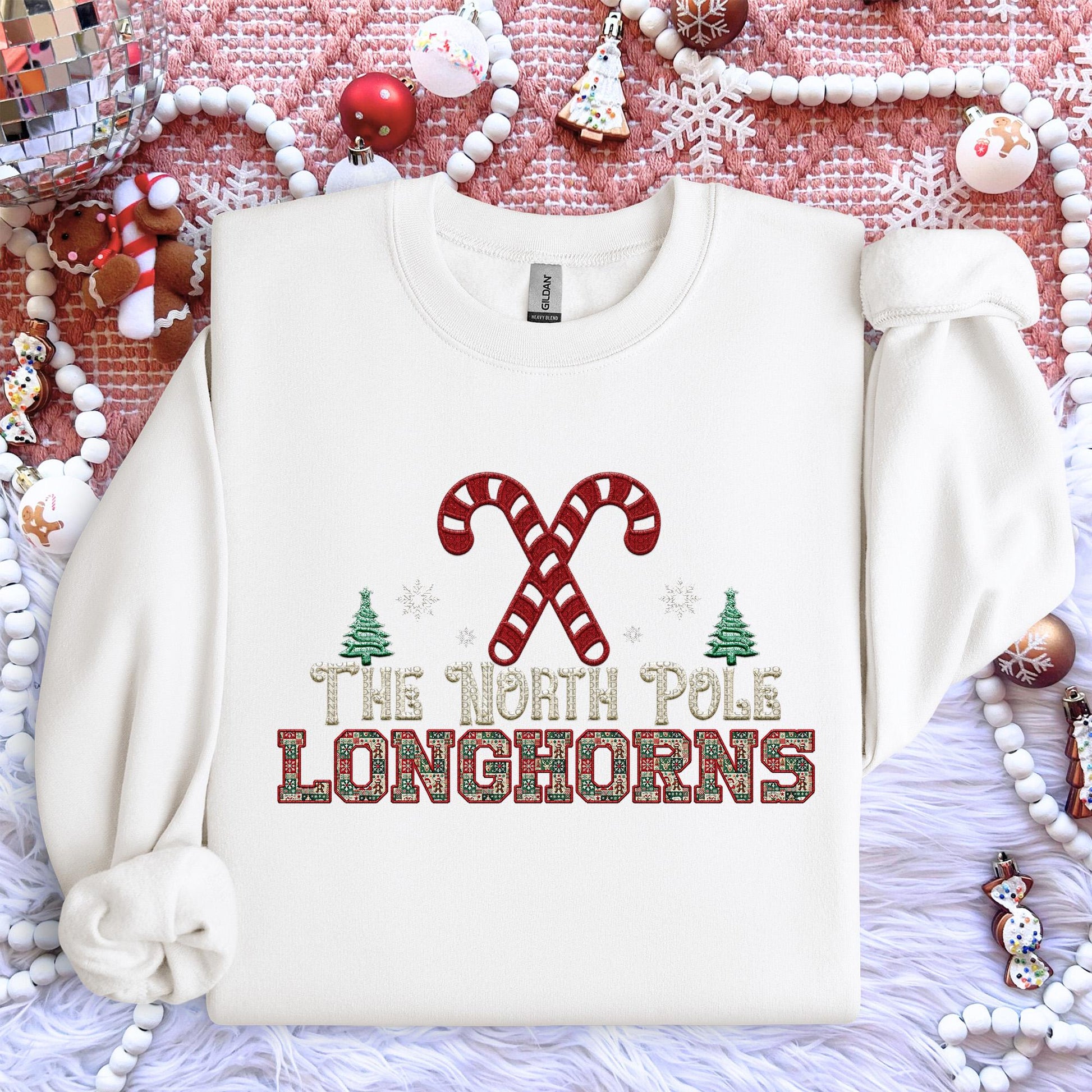 Longhorns Christmas themed Mascot PNG Christmas School Spirit, Holiday Mascot, Game day Christmas Festive Faux Embroidery Digital Download