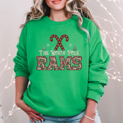 Rams Christmas themed Mascot PNG Christmas School Spirit,Holiday Mascot, Game day Christmas Festive Faux Embroidery Digital Download
