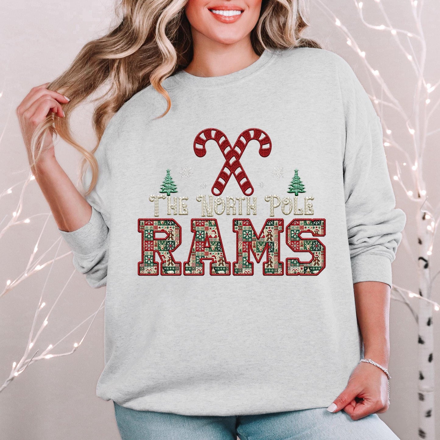 Rams Christmas themed Mascot PNG Christmas School Spirit,Holiday Mascot, Game day Christmas Festive Faux Embroidery Digital Download