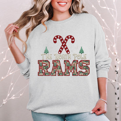 Rams Christmas themed Mascot PNG Christmas School Spirit,Holiday Mascot, Game day Christmas Festive Faux Embroidery Digital Download