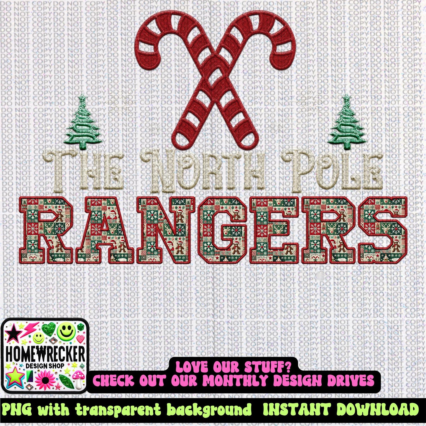 Rangers Christmas themed Mascot PNG Christmas School Spirit, Holiday Mascot, Game day Christmas Festive Faux Embroidery Digital Download