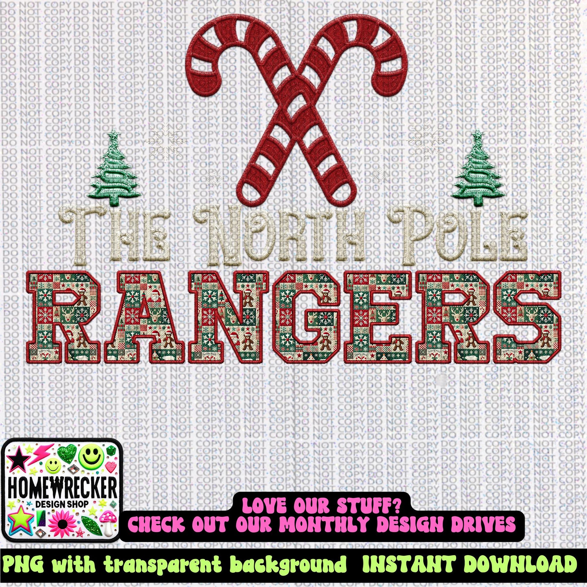 Rangers Christmas themed Mascot PNG Christmas School Spirit, Holiday Mascot, Game day Christmas Festive Faux Embroidery Digital Download