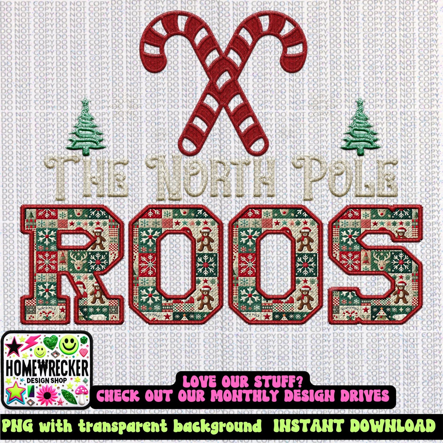 Roos Christmas themed Mascot PNG Christmas School Spirit, Holiday Mascot, Game day Christmas Festive Faux Embroidery Digital Download