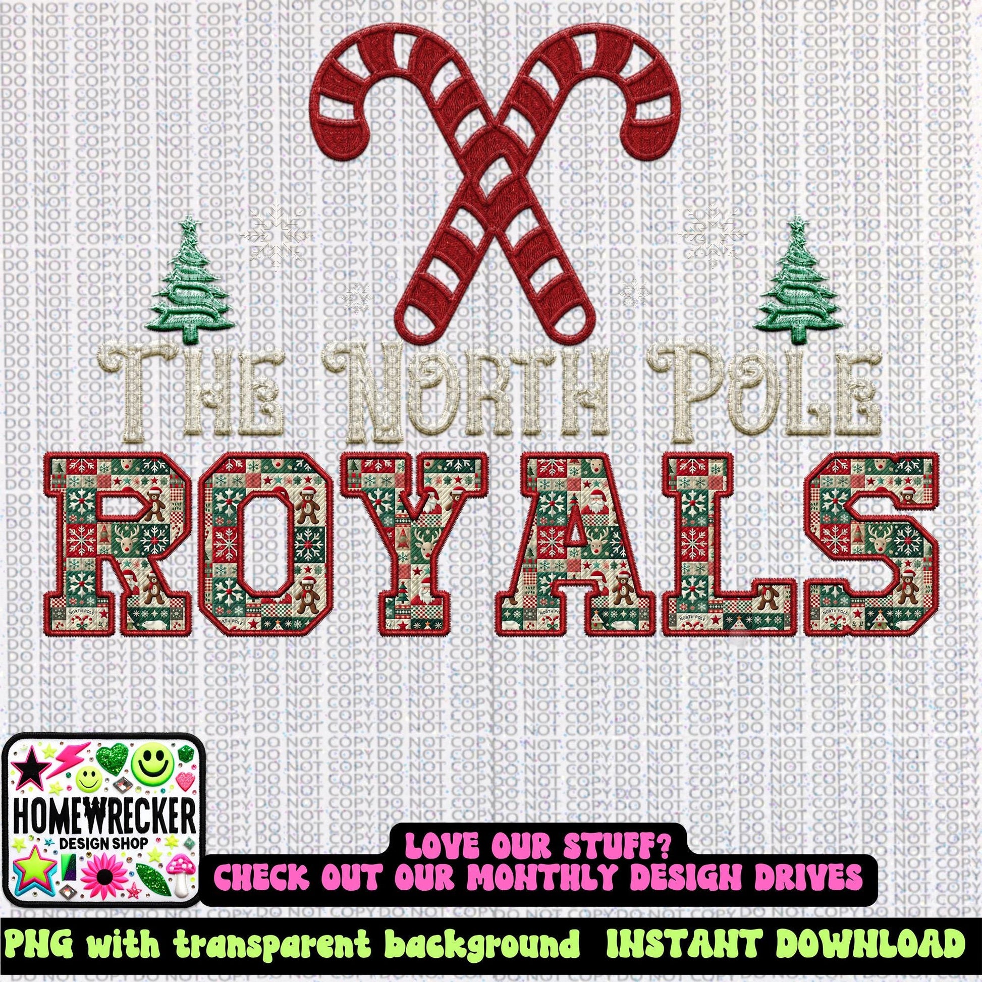 Royals Christmas themed Mascot PNG Christmas School Spirit, Holiday Mascot, Game day Christmas Festive Faux Embroidery Digital Download