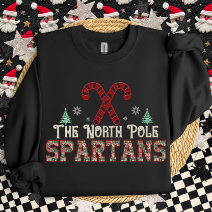 Spartans Christmas themed Mascot PNG Christmas School Spirit, Holiday Mascot, Game day Christmas Festive Faux Embroidery Digital Download