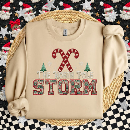 Storm Christmas themed Mascot PNG Christmas School Spirit, Holiday Mascot, Game day Christmas Festive Faux Embroidery Digital Download