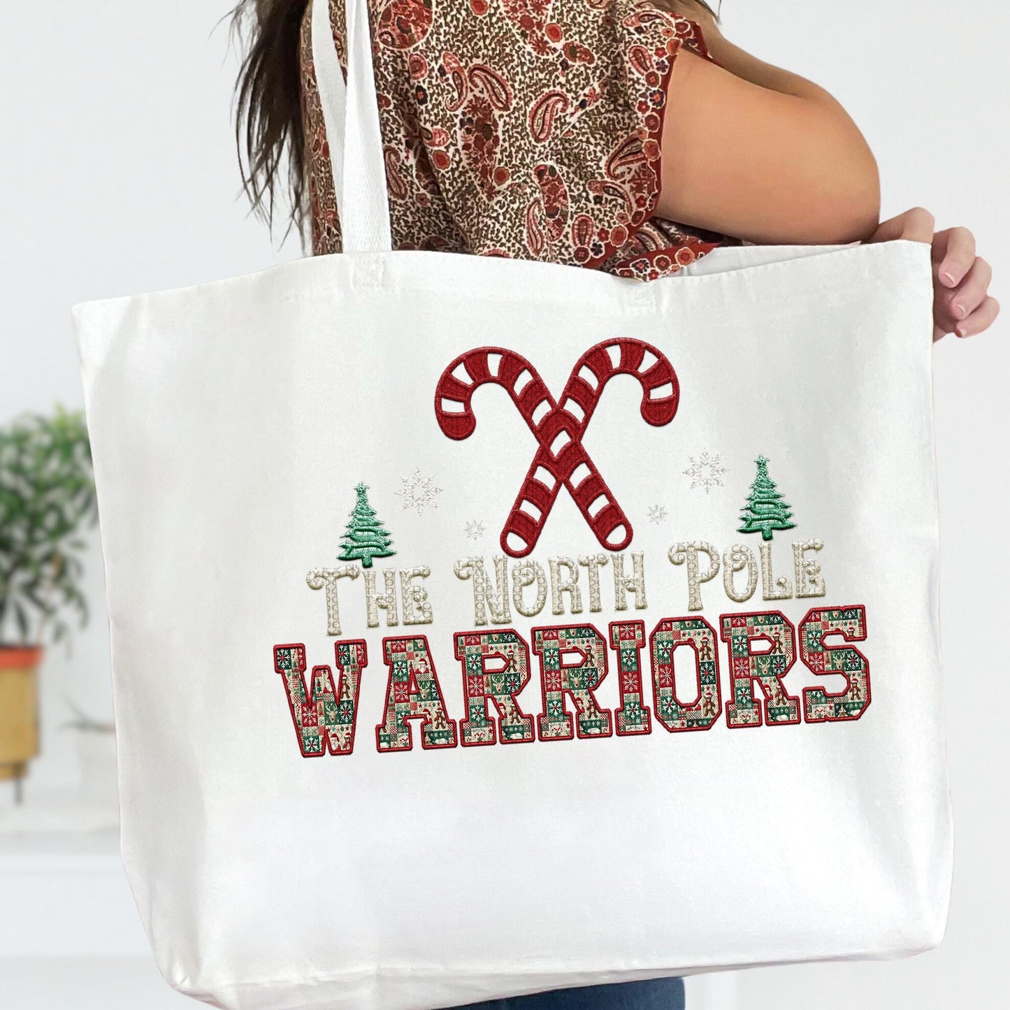 Warriors Christmas themed Mascot PNG Christmas School Spirit, Holiday Mascot, Game day Christmas Festive Faux Embroidery Digital Download