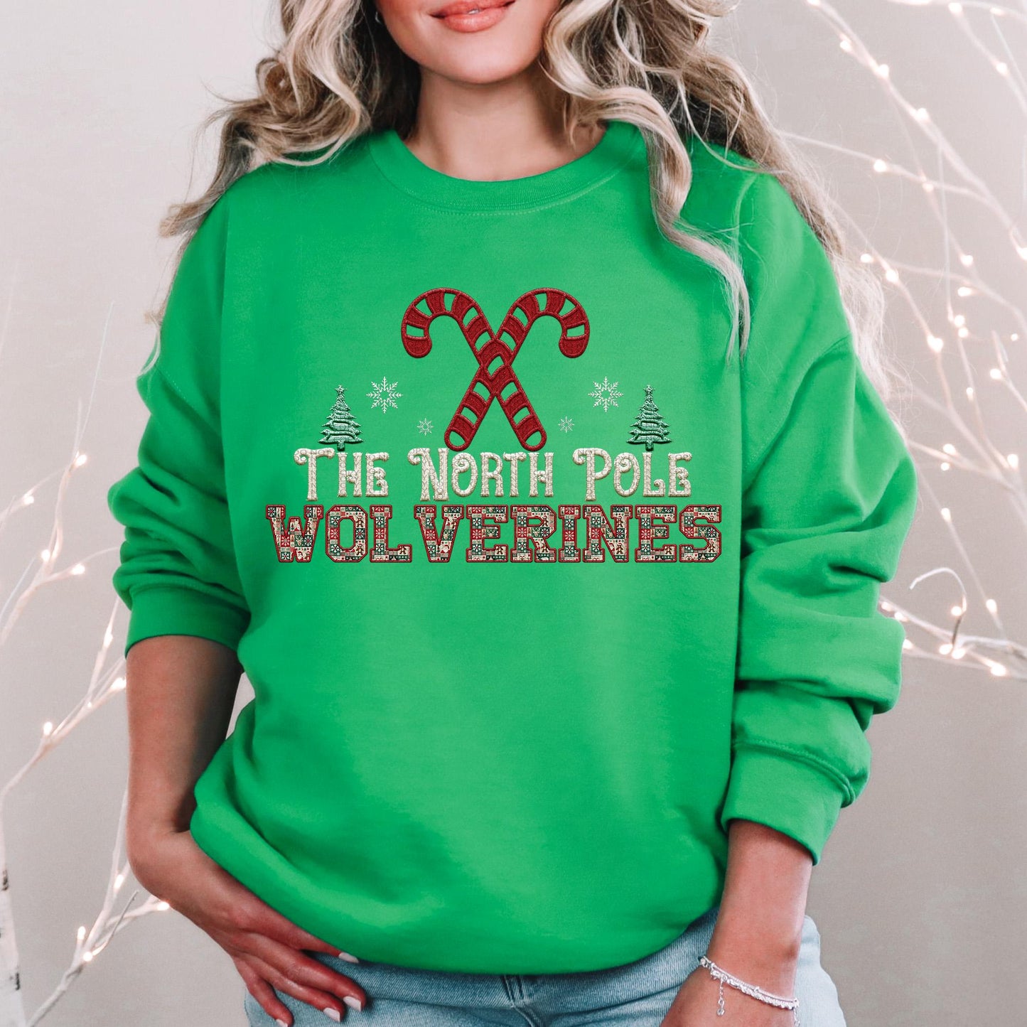 Wolverines Christmas themed Mascot PNG Christmas School Spirit, Holiday Mascot, Game day Christmas Festive Faux Embroidery Digital Download