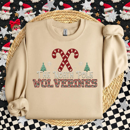 Wolverines Christmas themed Mascot PNG Christmas School Spirit, Holiday Mascot, Game day Christmas Festive Faux Embroidery Digital Download