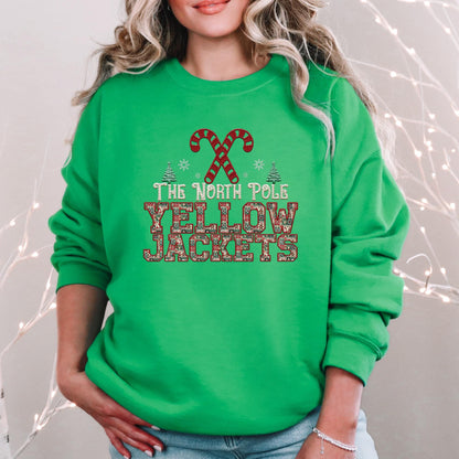 Yellowjackets Christmas themed Mascot PNG Christmas School Spirit, Holiday Mascot, Game day Christmas Faux Embroidery Digital Download