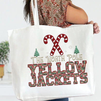Yellowjackets Christmas themed Mascot PNG Christmas School Spirit, Holiday Mascot, Game day Christmas Faux Embroidery Digital Download