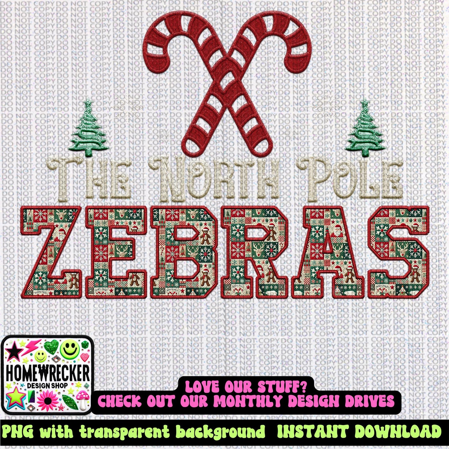 Zebra Christmas themed Mascot PNG Christmas School Spirit Holiday Mascot, Game day Christmas Festive Faux Embroidery Digital Download