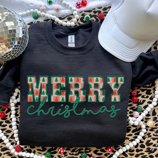 Merry Christmas PNG Faux Embroidery digital Design Christmas PNG Holiday T-shirt Design Holiday Digital Download