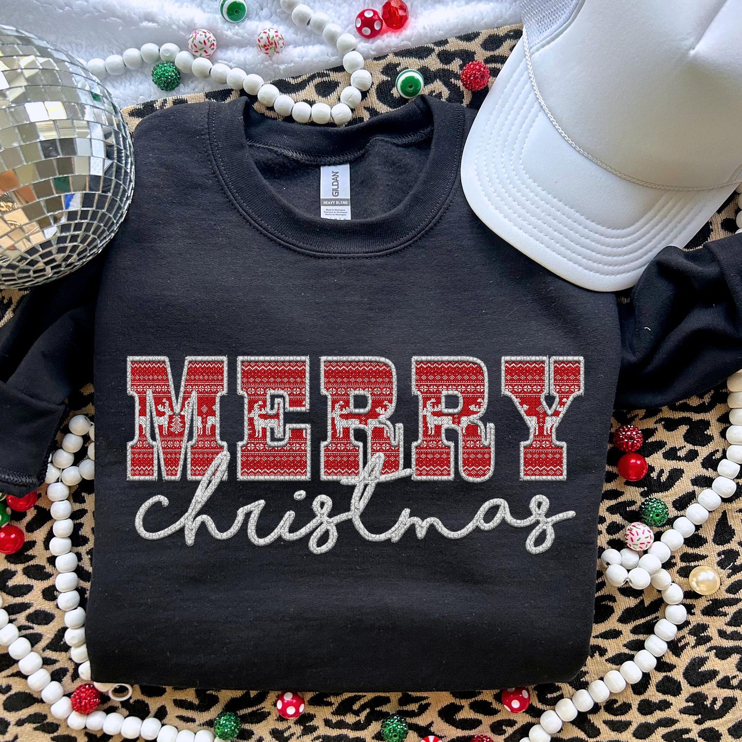 Merry Christmas PNG Faux Embroidery digital Design Christmas PNG Holiday T-shirt Design Holiday Digital Download