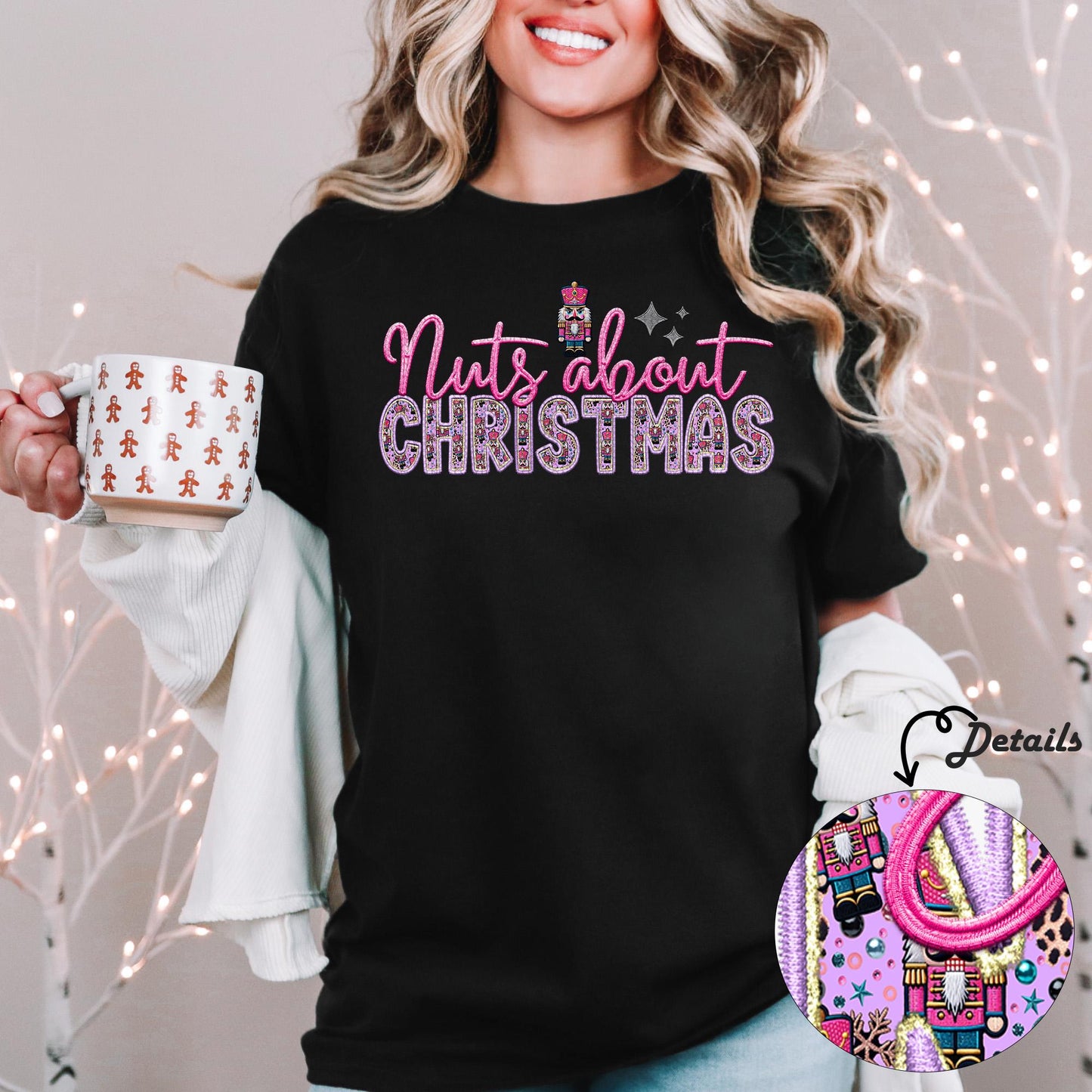 Nuts about Christmas PNG Faux Embroidery digital Design Christmas PNG Holiday T-shirt Design Holiday Digital Download