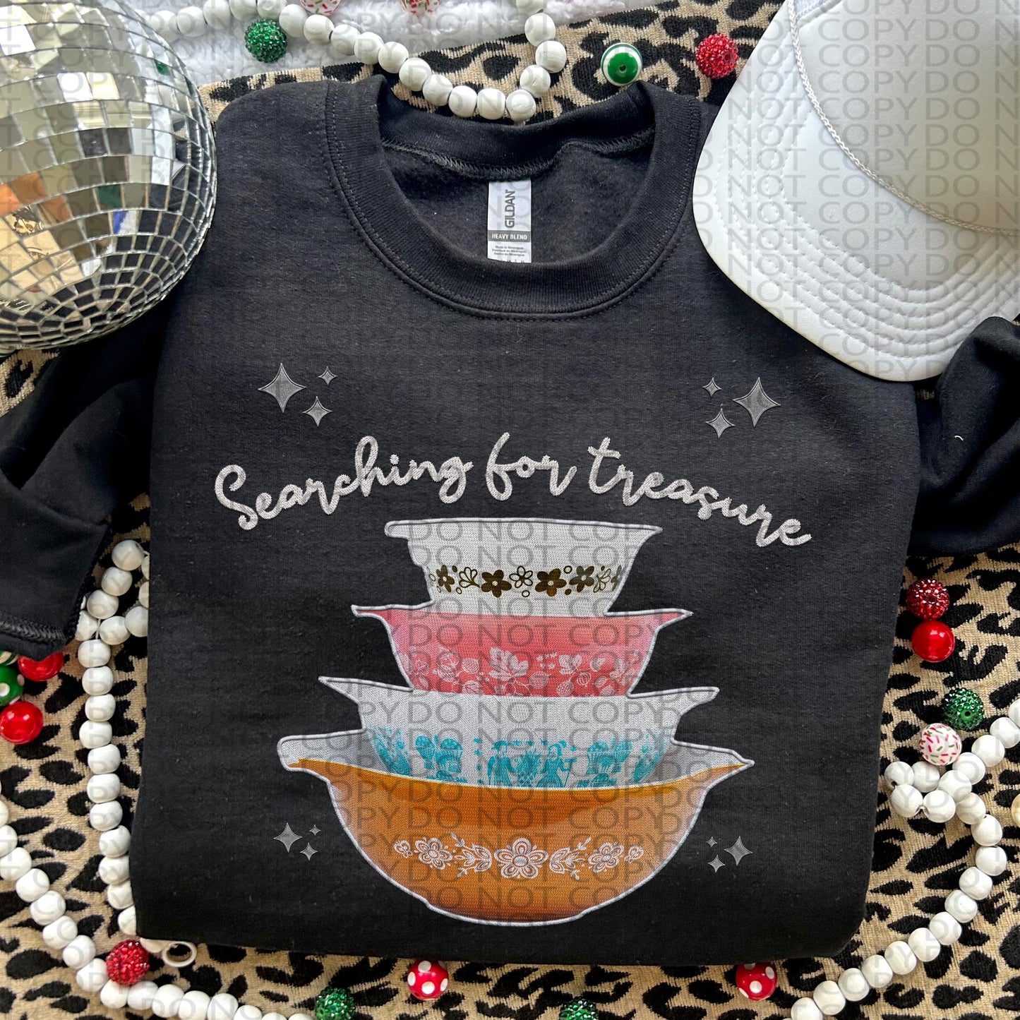 Searching for Treasure Dishes Stacked Multicolor Bowls | Faux Embroidery PNG Digital Download