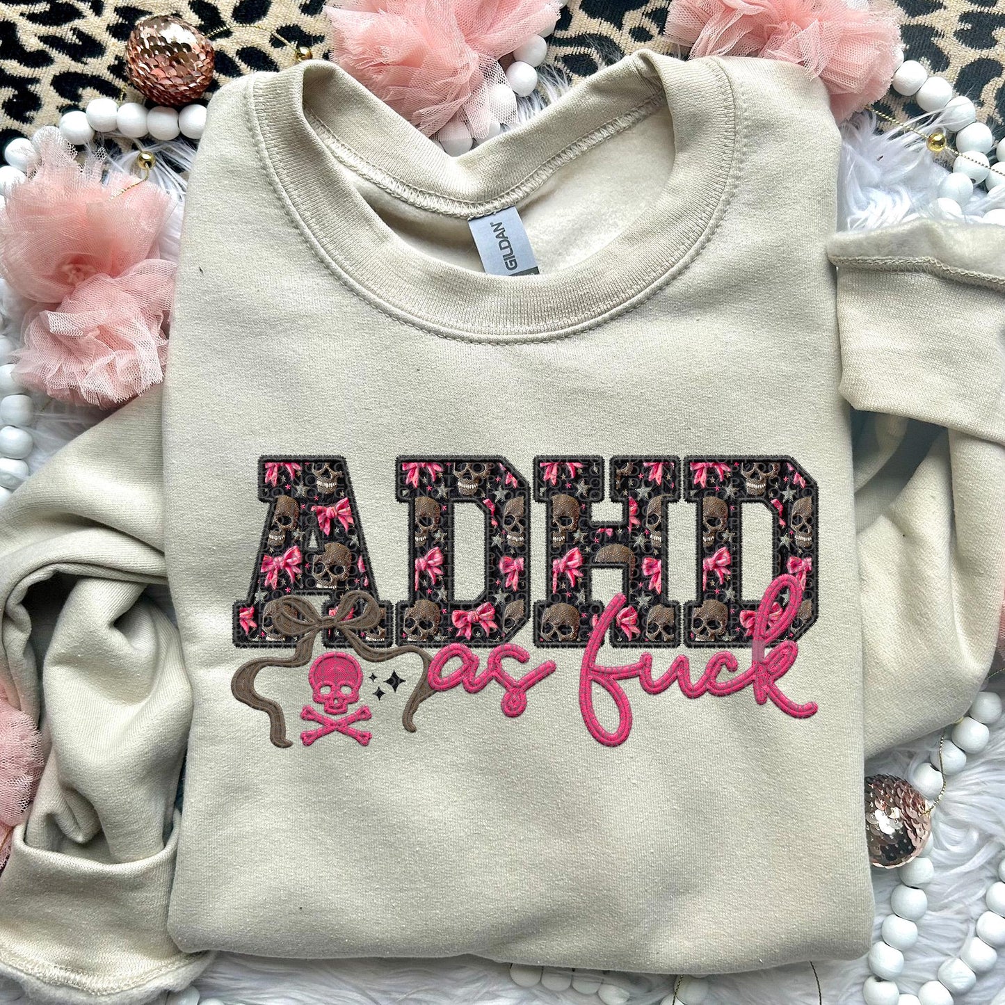 Adhd As F | Faux Embroidery PNG