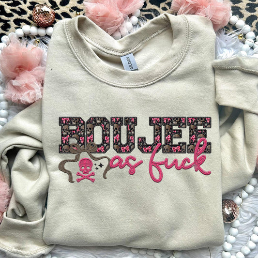 Boujee As F | Faux Embroidery PNG