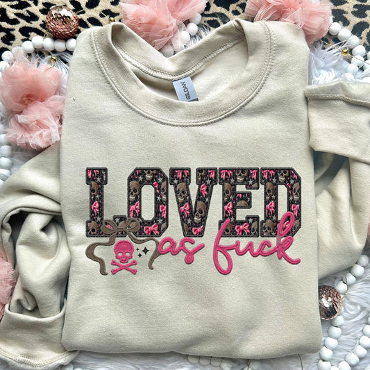 Loved As F | Faux Embroidery PNG