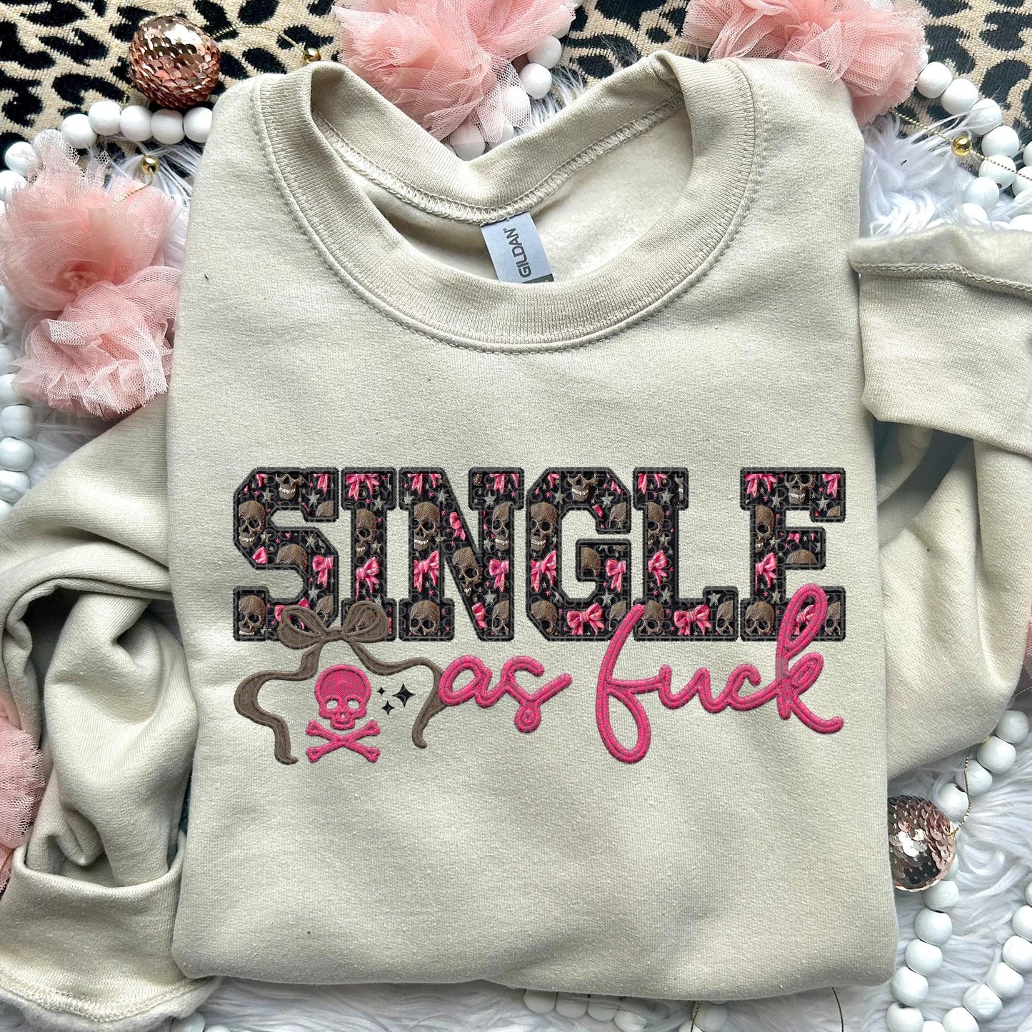 Single As F | Faux Embroidery PNG