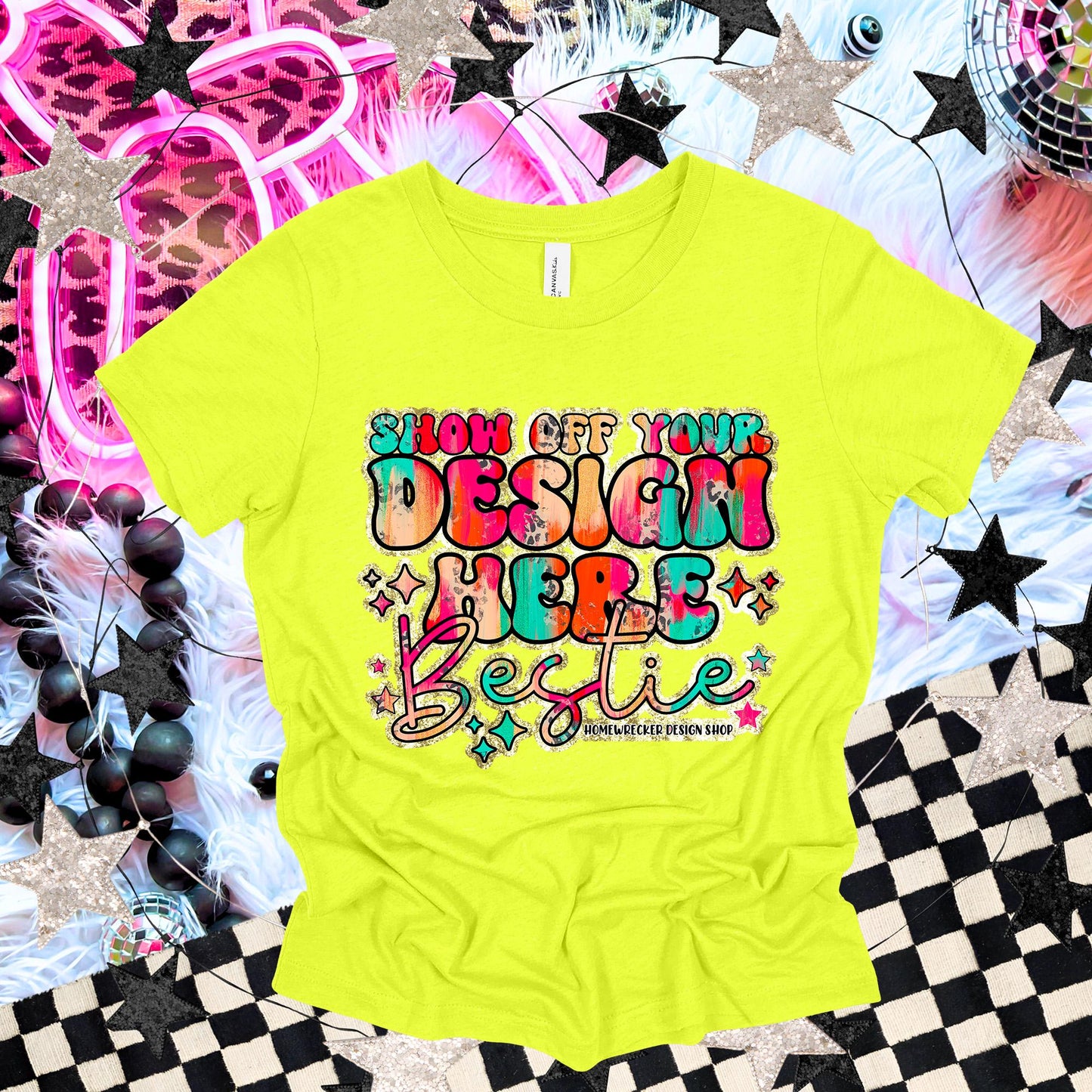 Bella & Canvas Tshirt Mock up | BC3001 Mock up | Neon Yellow