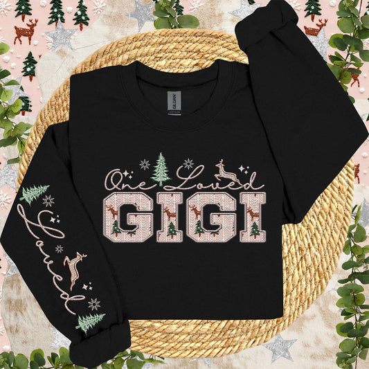 GIGI | One Loved Faux Embroidery Christmas Winter PNG with Sleeve Accent