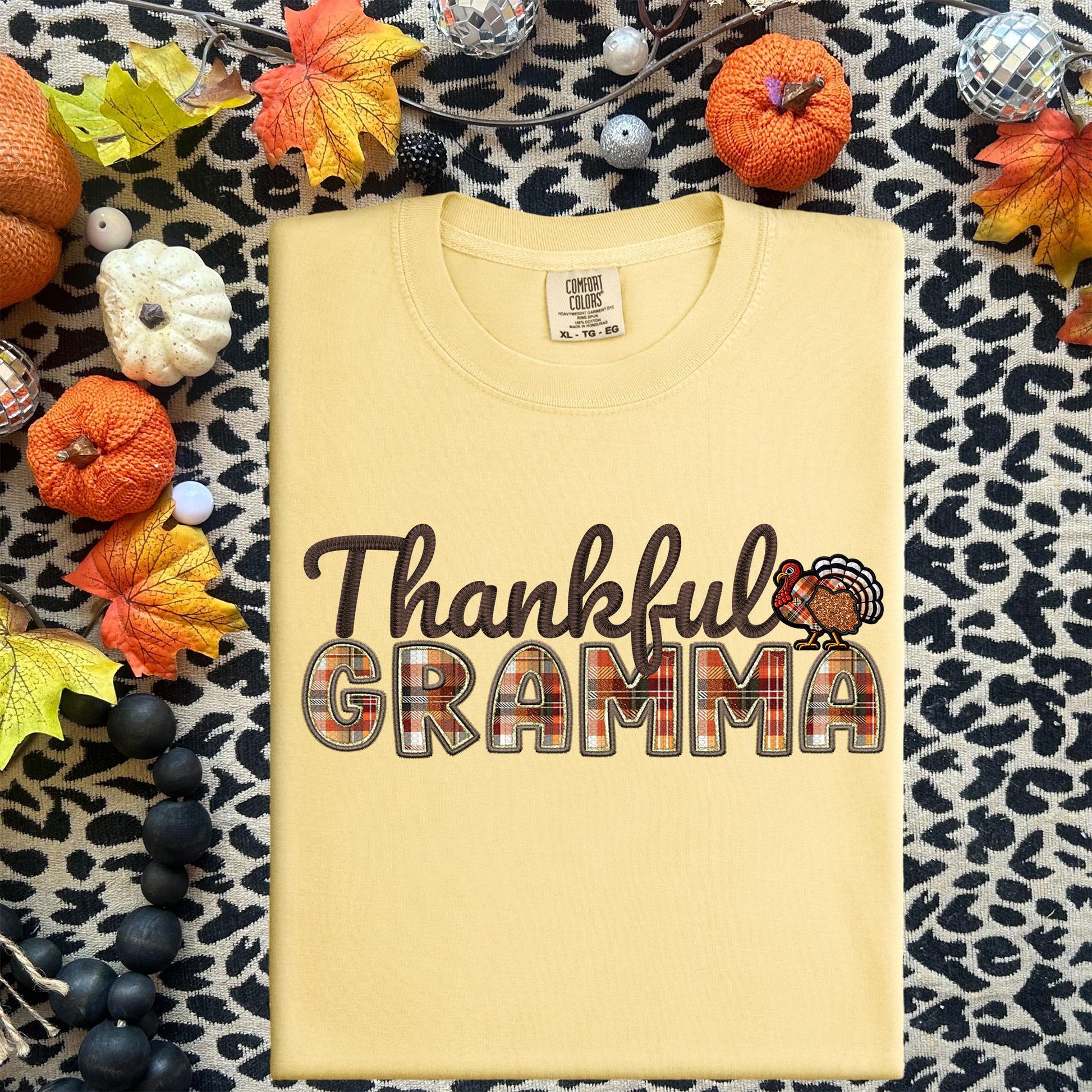 Thankful Gramma, Fall,faux embroidery, digital design, png, holiday season, PNG DOWNLOAD