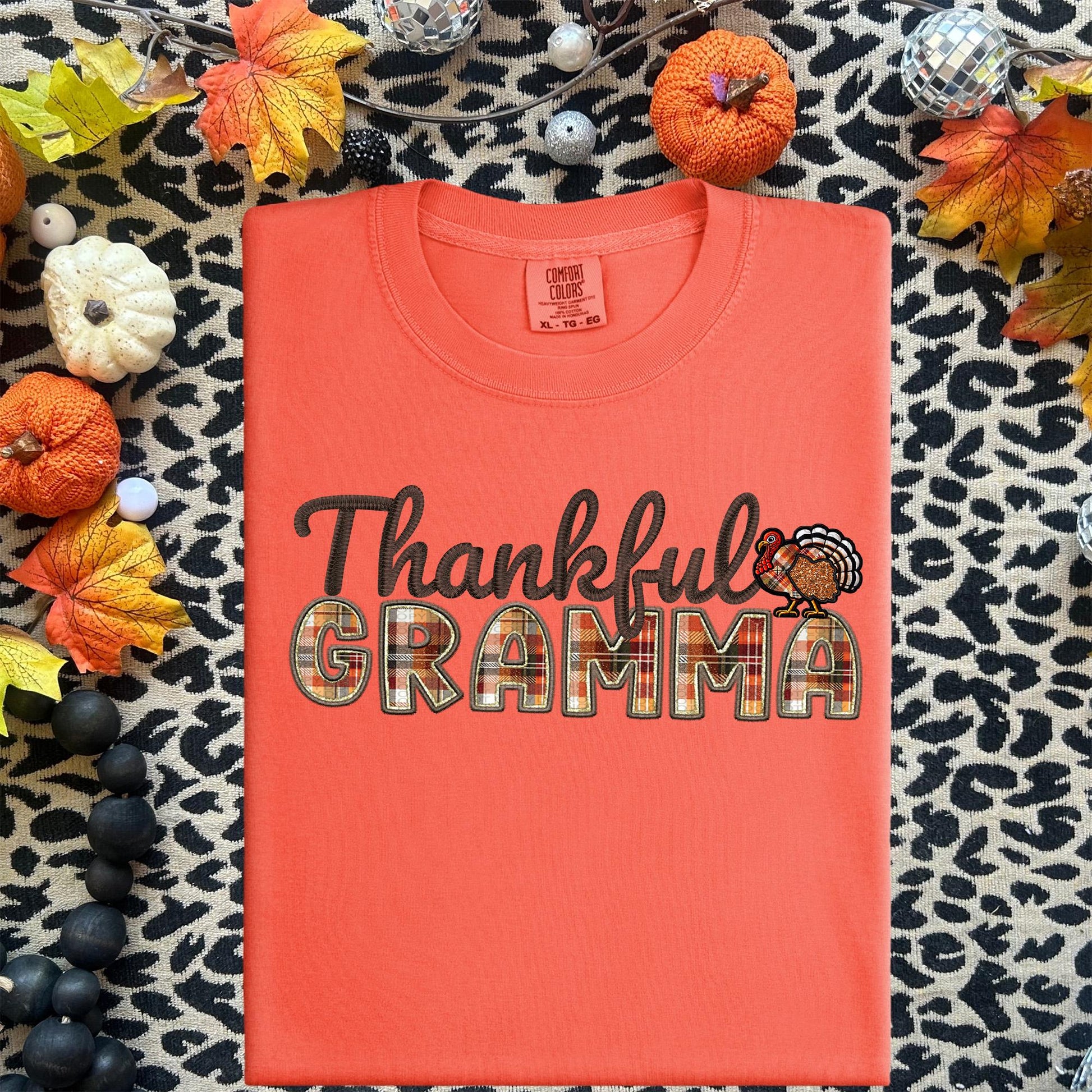 Thankful Gramma, Fall,faux embroidery, digital design, png, holiday season, PNG DOWNLOAD