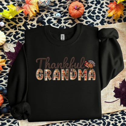 Thankful Grandma, Fall,faux embroidery, digital design, png, holiday season, PNG DOWNLOAD