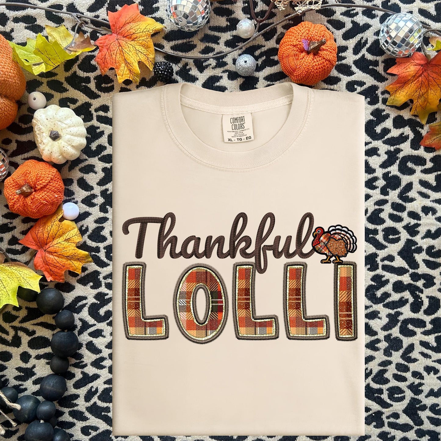 Thankful Lolli, Fall,faux embroidery, digital design, png, holiday season, PNG DOWNLOAD