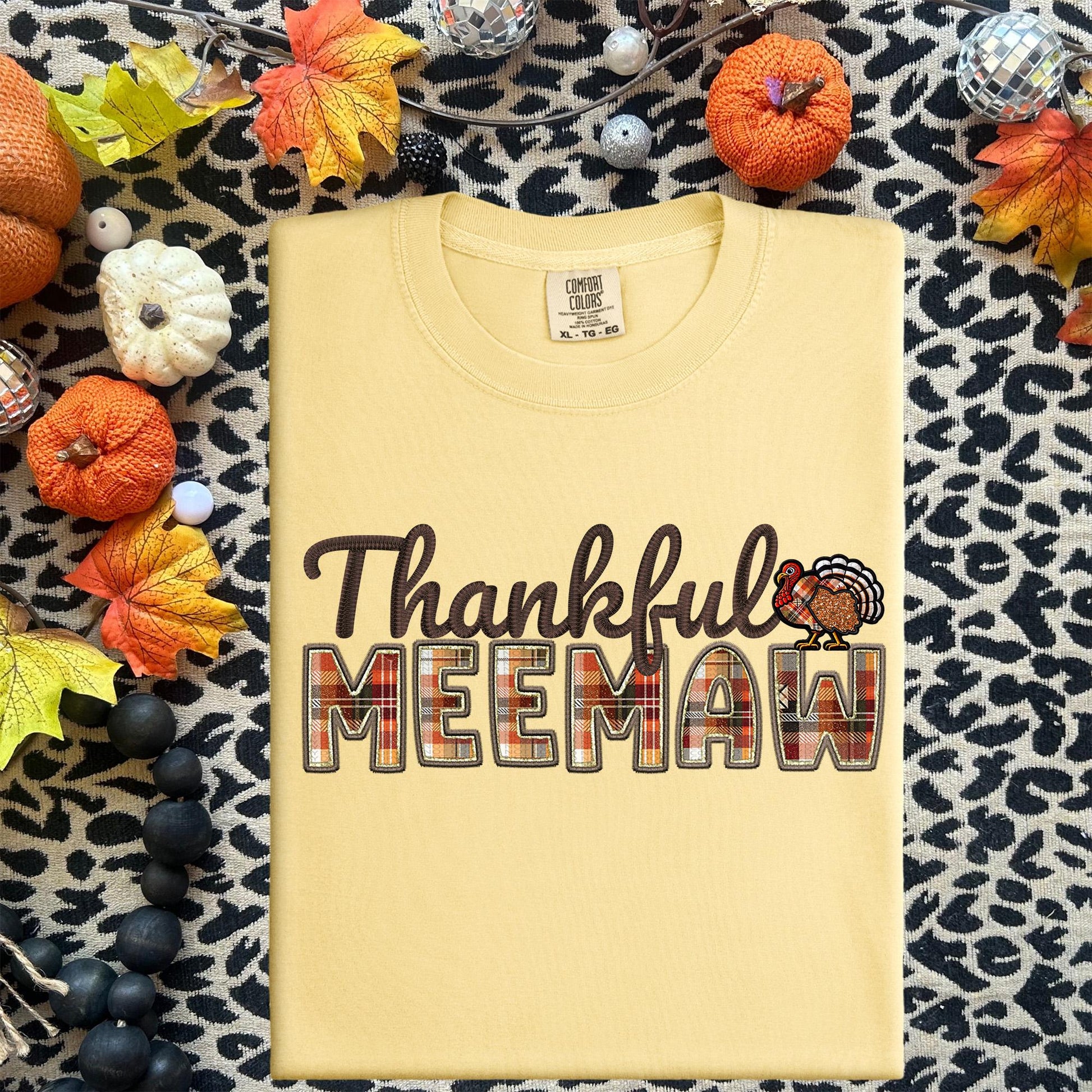 Thankful Meemaw, Fall,faux embroidery, digital design, png, holiday season, PNG DOWNLOAD