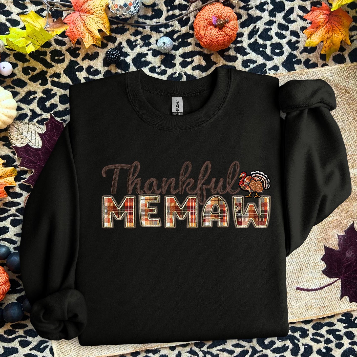 Thankful Memaw, Fall,faux embroidery, digital design, png, holiday season, PNG DOWNLOAD