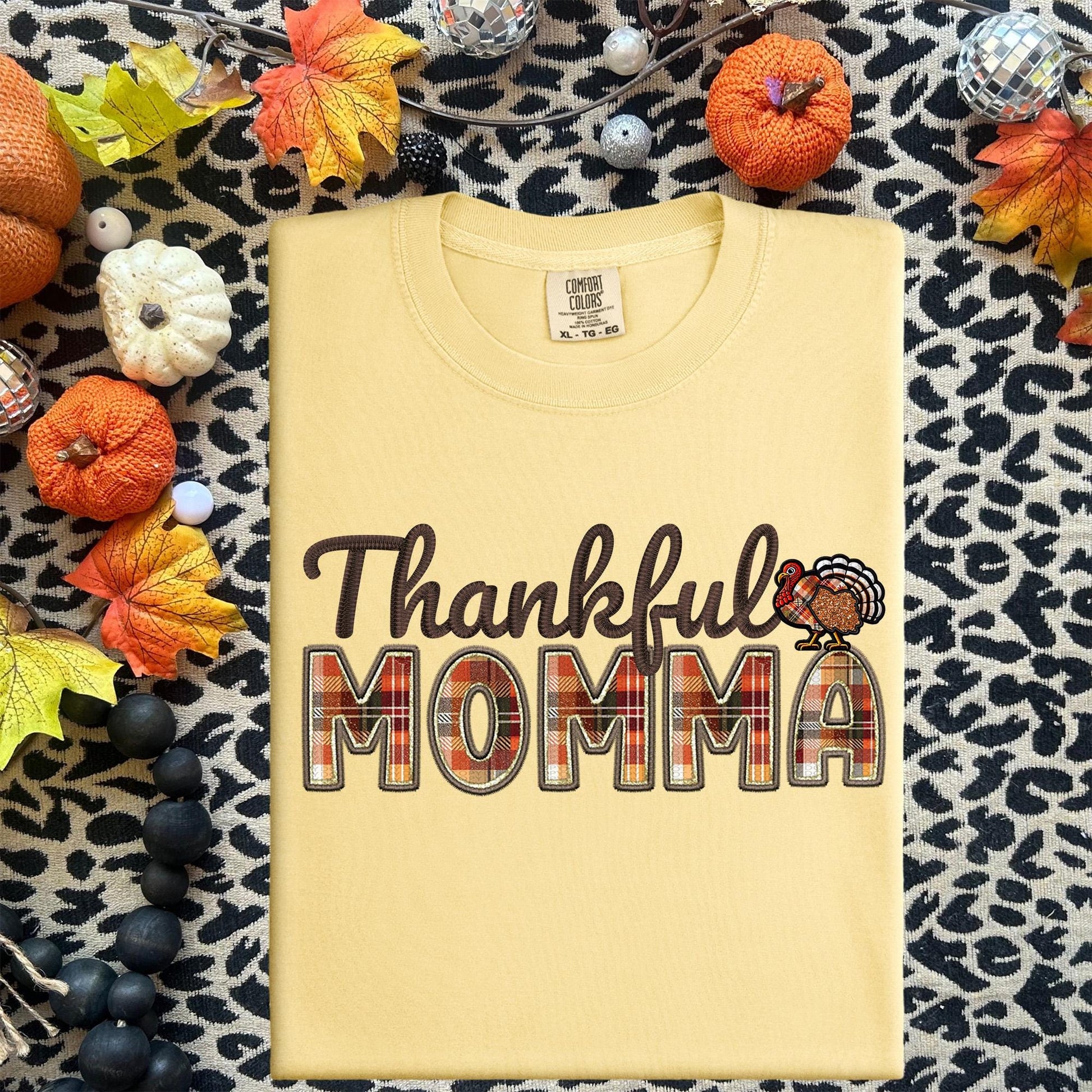 Thankful Momma, Fall,faux embroidery, digital design, png, holiday season, PNG DOWNLOAD